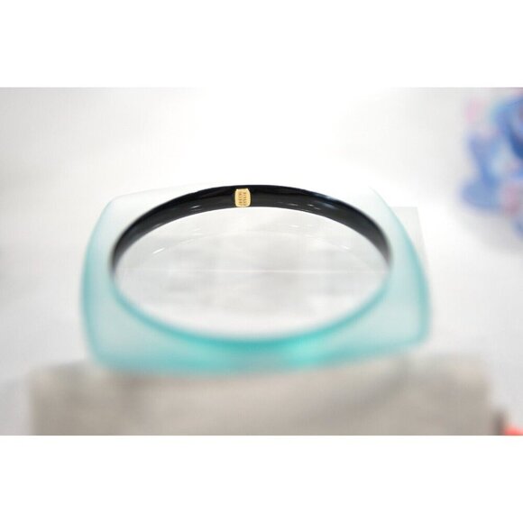 Alexis Bittar Electric Mint Lucite Soft Square Skinny Bangle Bracelet NWT - Picture 2 of 4
